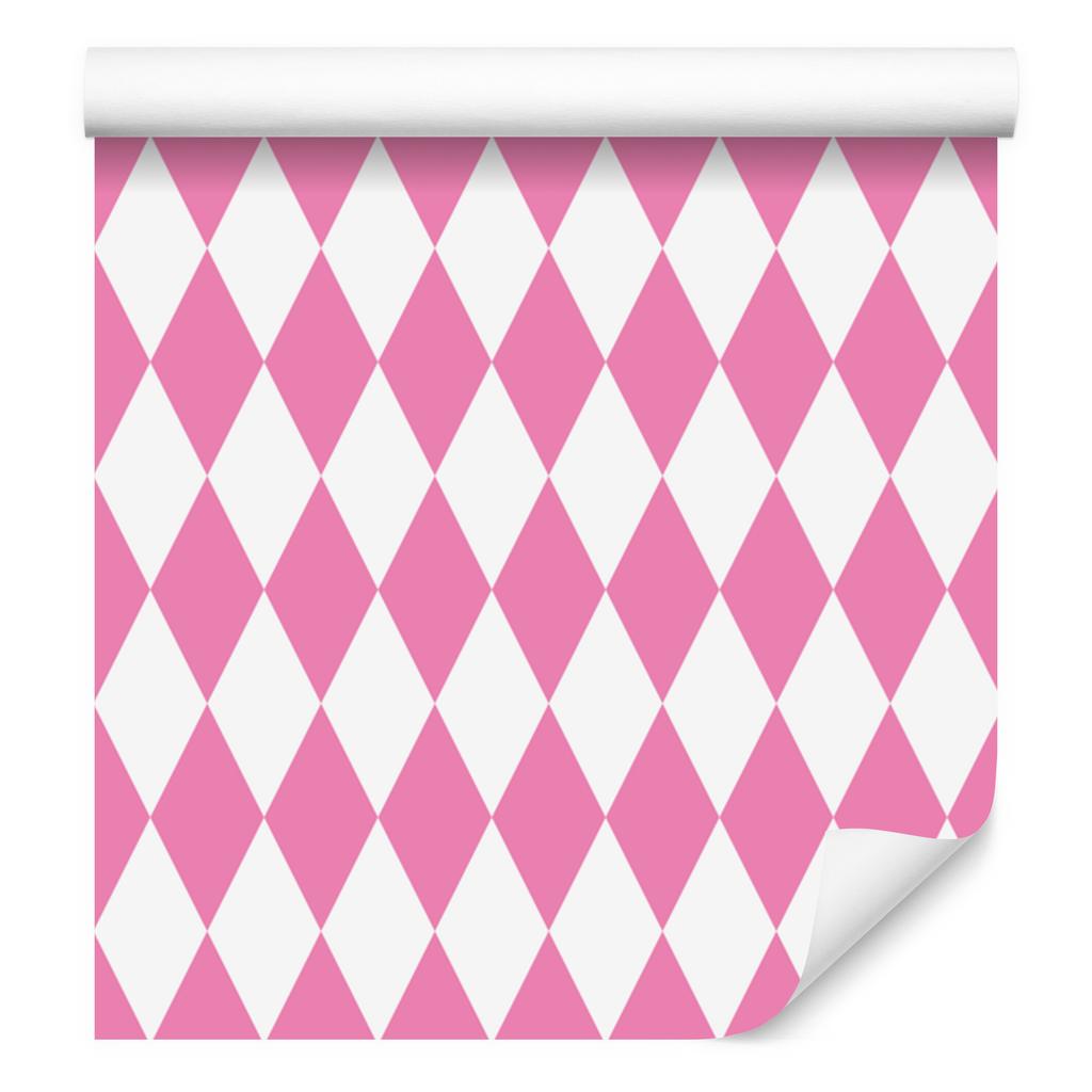 Harlequin Diamonds Wallpaper, Powder Pink and White, Powder Pink Background, 50x1000