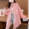 Navava Women Casual Thin Stripe Long Sleeve Shirt Nb2848