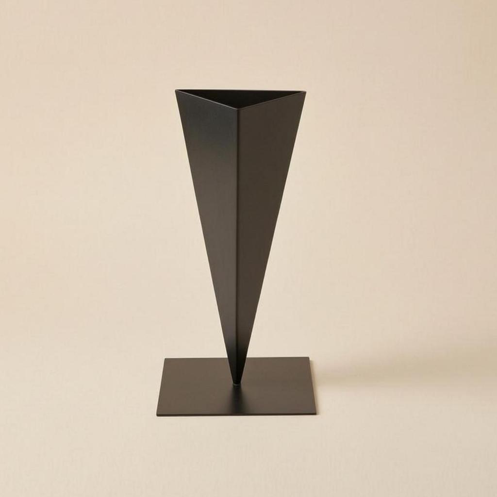 Triangular Iron Vase Tapered Geometric Metal Pitch Home Decor