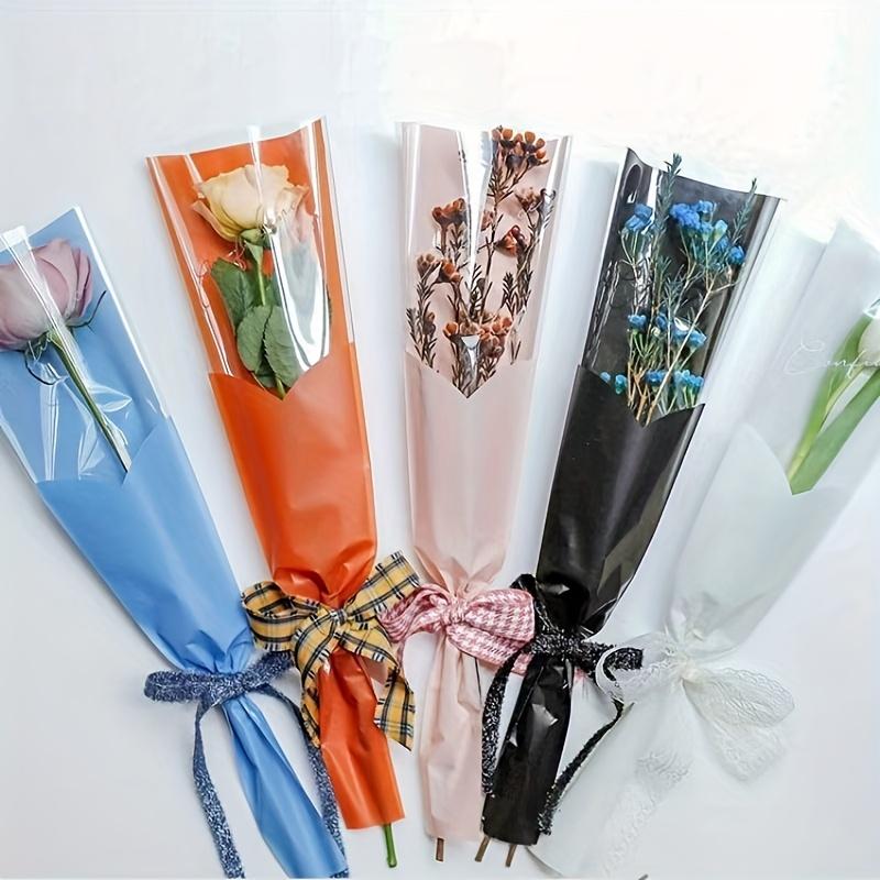 [Tulip Gift Bags] 50pcs Tulip Flower Gift Bags, Polypropylene Floral Packaging, Assorted Transparent For Valentine's Day, Weddings, and Events