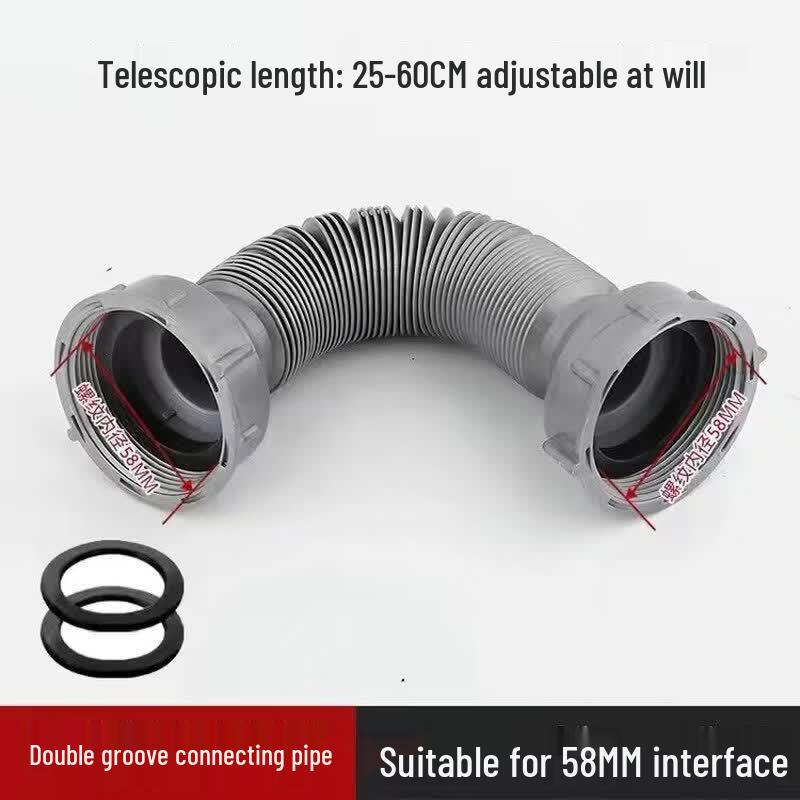 Kitchen Sink Double-Head Retractable Drain Pipe Set