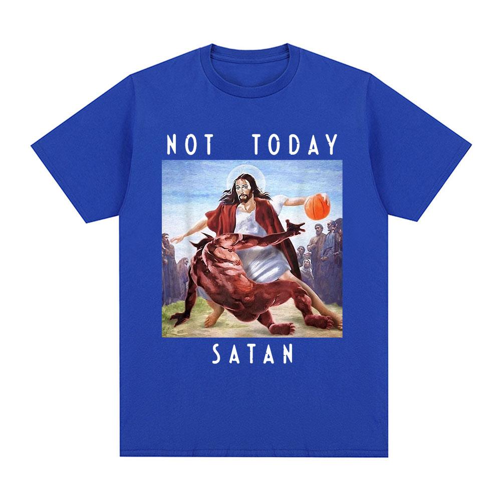 Not Today Satan Jesus Vs Satan in T Shirt Harajuku Casual T-shirt Men's Women's Fashion Cotton Summer T Shirts Streetwear Tops