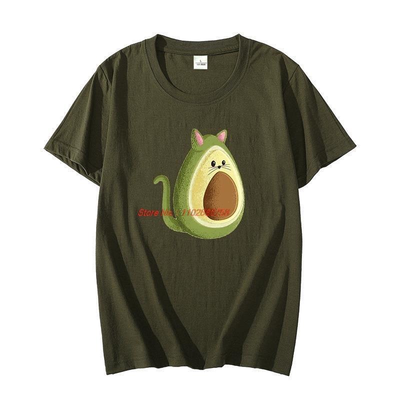 Avocado Cat Funny Unisexs T Shirt Graphic T Shirts Cotton Tshirt Short Sleeve Tshirts Summer Oversized Tshirt Unisexs Clothing