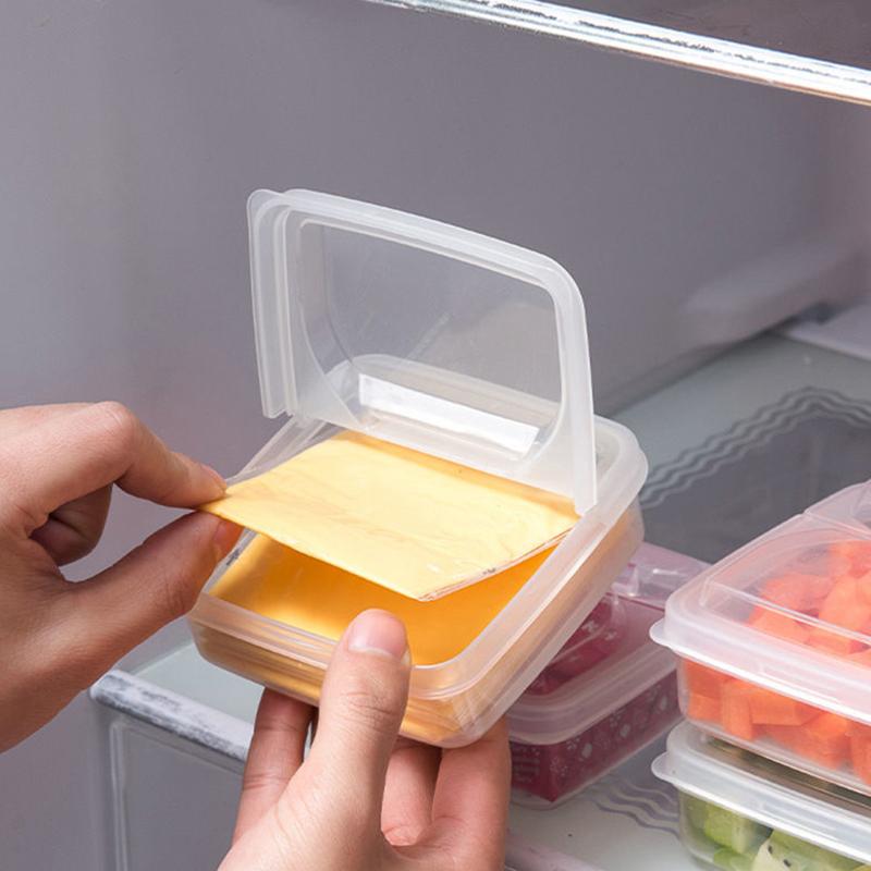 1Pc Butter Cheese Storage Box Portable Refrigerator Fruit Vegetable Fresh-Keeping Organizer Box Transparent Cheese Container