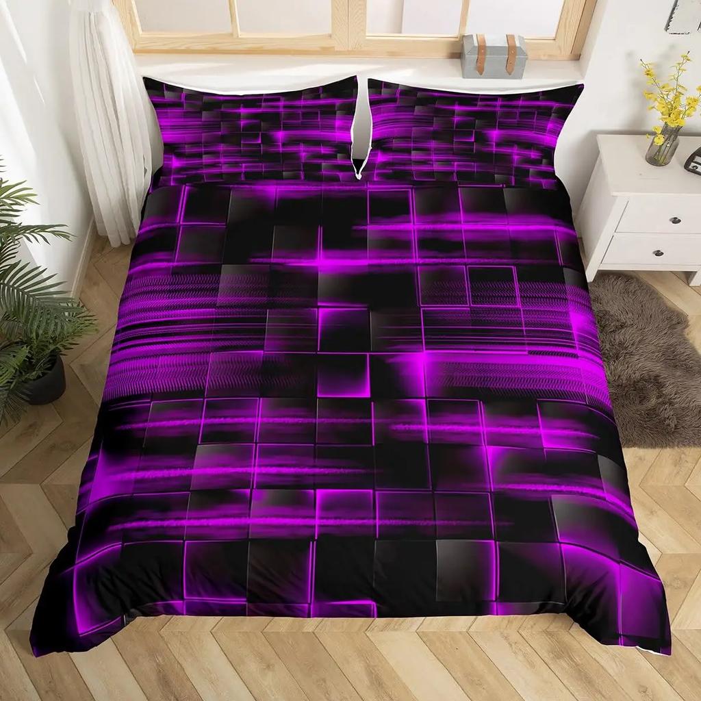 Blå Svart Påslakan King Queen Size Pojkar Flickor Geometri Sängklädesset Geometriskt Täcke Örngott Set Modernt Abstrakt Quiltöverkast