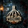 Halloween Wooden Door Number Dark Retro WELCOME Door Hanging In the Entrance Decoration Pendant the Longest Side Is 20cm