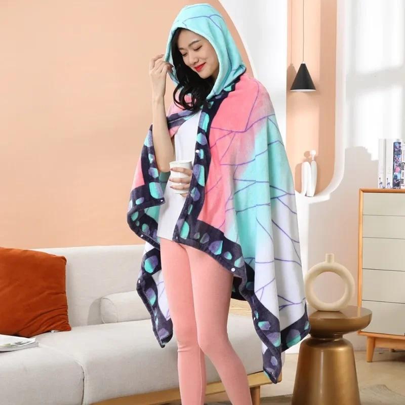 Demon Slayer Blanket Plaid Anime Kimetsu No Yaiba Cosplay Prop Tanjirou Custom Women Pajamas Shinobu Adult Bathrobe Shawl Gown Kid Friendly