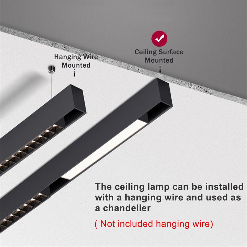 120cm Linear Bar Light LED Ceiling Lamp Surface Mounted Long Strip Grille Light Living Room Office Spotlight Floodlight 45W
