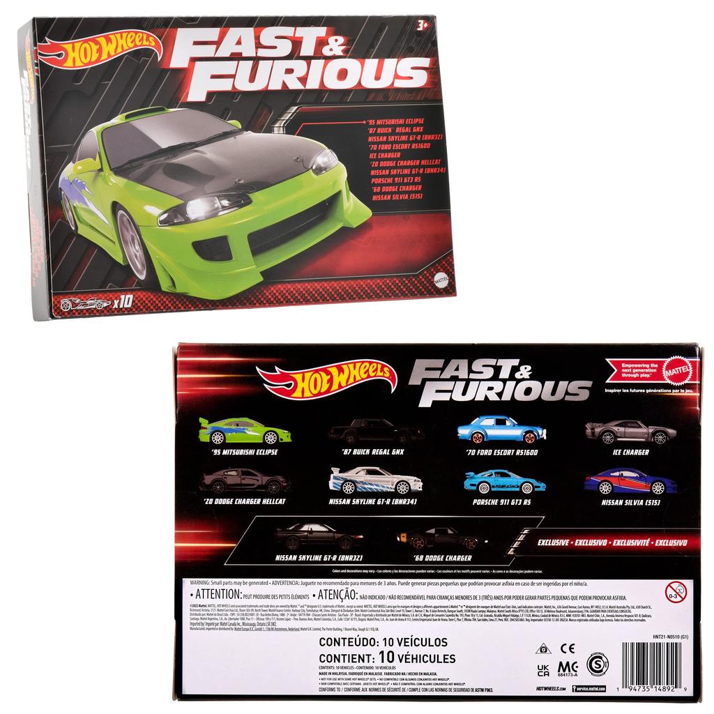 Hot Wheels Pack Velozes e Furiosos HNT21 com 10 Carros & [A partir de 3 anos]