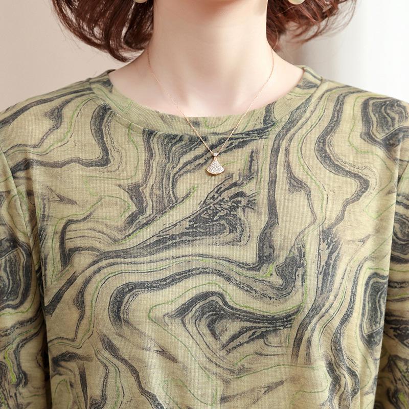 2025 Spring Irregular Long Sleeve T-shirt for Mothers, Fashionable 40s-50s Base Layer Top