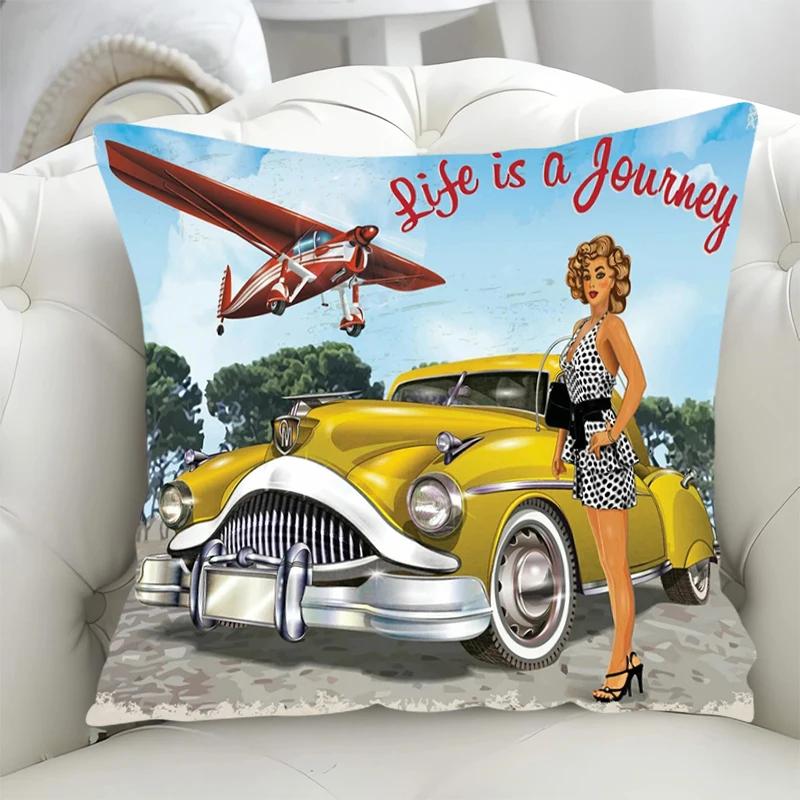 

Pillowcase Highway Route 66 Cushion Covers 45x45 Short Plush Fall Decor Duplex Printing Cushions Cover 45*45 Lounge Chairs Sofa 12x12Inch