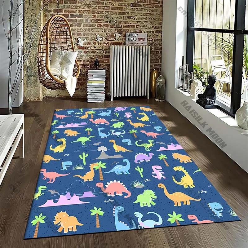 Cartoon Dinosaur Tyrannosaurus Cartoon Pattern Living Bedroom Carpet Bedside Floor Mat 15 Size Kid's Room Cloakroom Play Mat