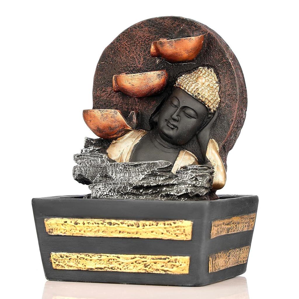 Polyresin Table Top Indoor Outdoor Water Fall Fountain with LED Lights Home Decor Decoration Gift Gifting Items