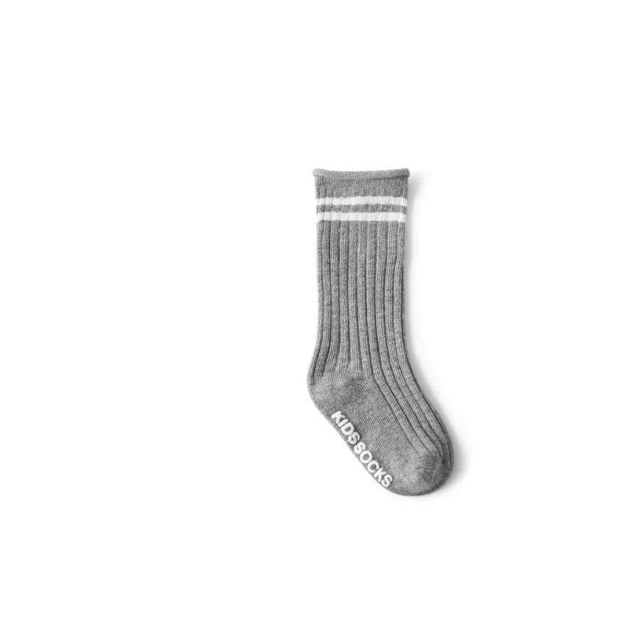 0-4 Y Children's Fun Retro Autumn and Winter Girl Baby Socks, Parallel Stripes Boys' Trendy Sports Socks, Pure Color Non-slip