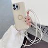 Suitable for iPhone14Pro Mobile Phone Case iPhone15 Lychee Pattern Card Beauty Mirror Diagonally Across Mobile Phone Case