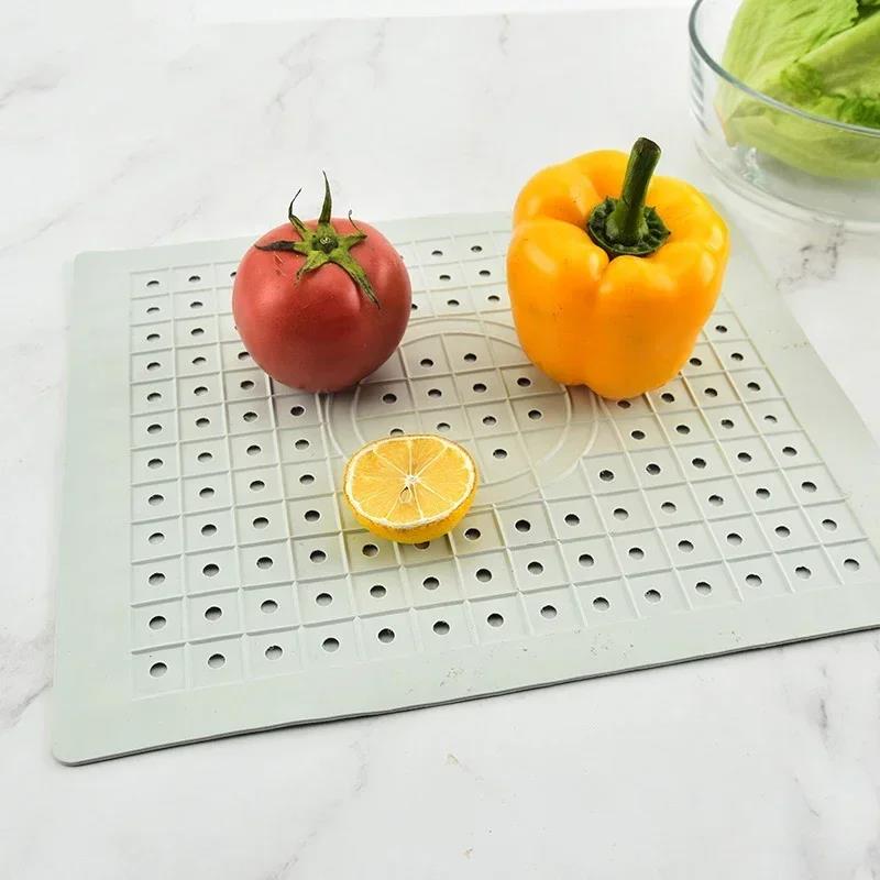 Kitchen Table Anti Slip TPR Sink Mat - Heat Insulation Dish Protector Non Slip Bathroom Accessories Useful Home Decor