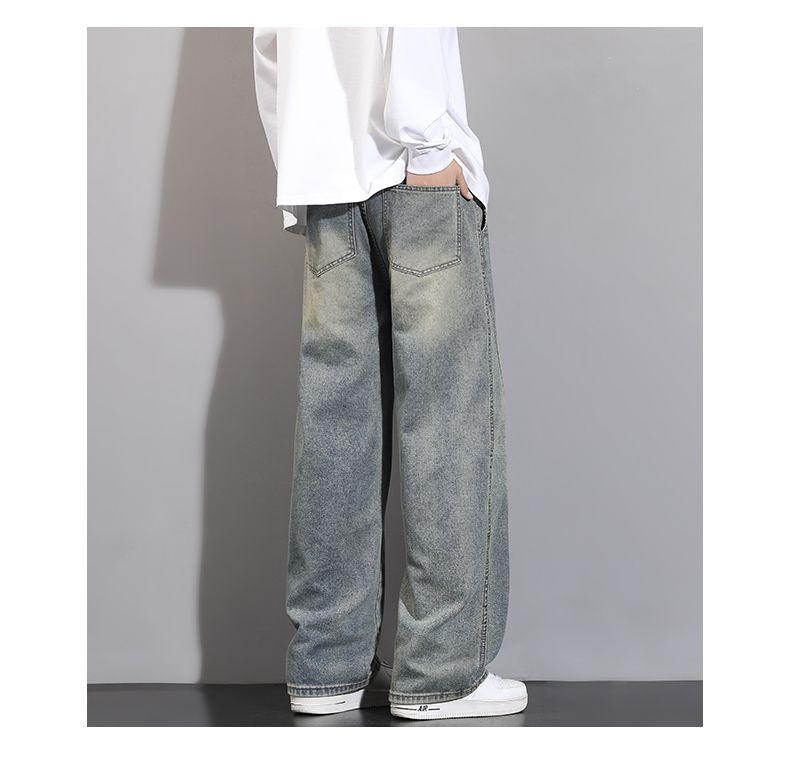 Jeanswest Men's American-Style Retro Loose-Fit Wide-Leg Jeans