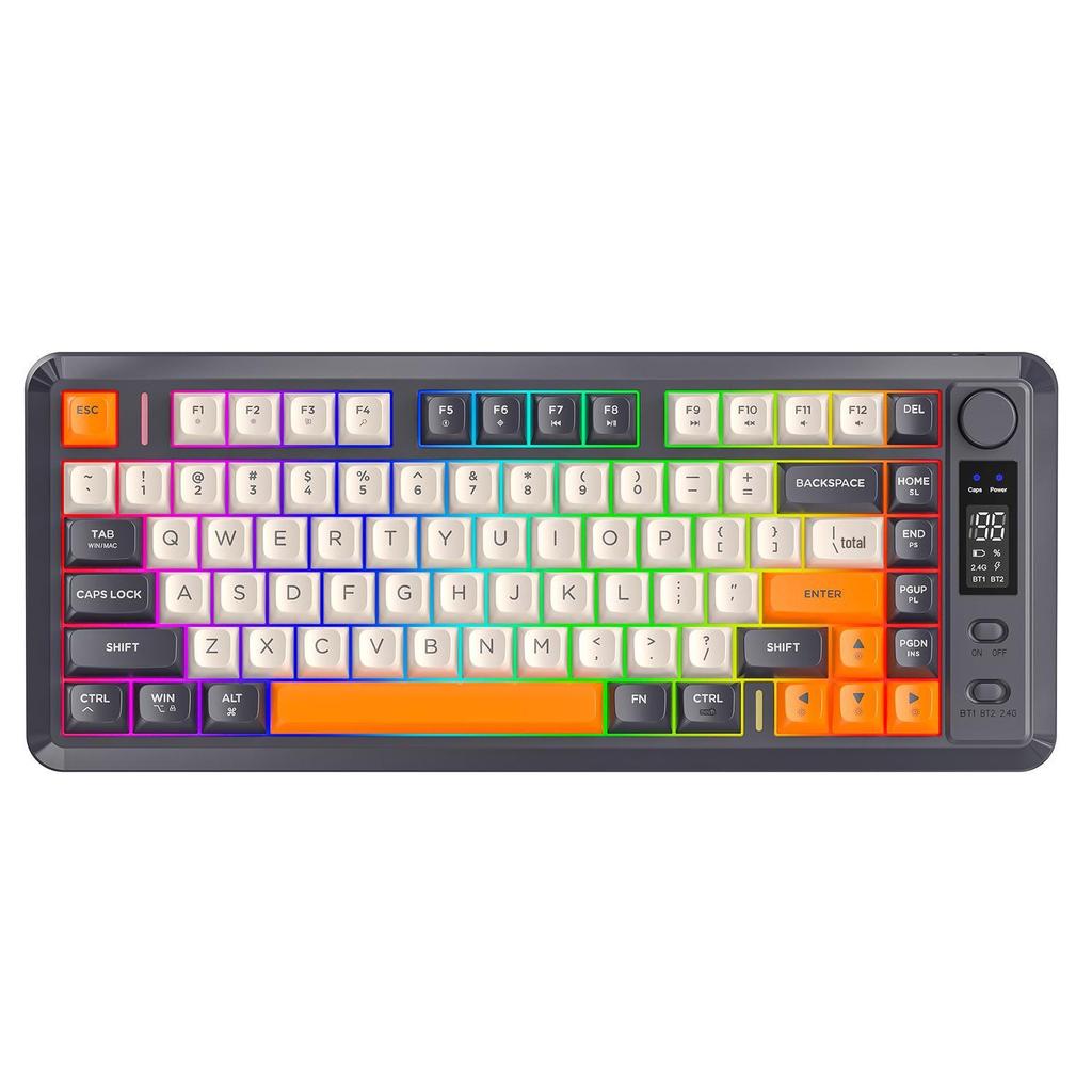 Free Wolf M75 Dual-Mode Wireless Bluetooth Mechanical Keyboard & Mouse Set - Silent PBT Keycaps for Gaming, Esports, and Office Use