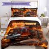 3PC Custom Name Fire Truck Heroic Scene Bedding Set Duvet Cover Closure Includes 1 Duvet Cover & 2 Pillowcases for Bedroom