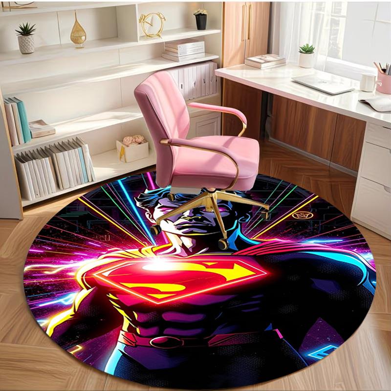 Superman Print Round Rug, Washable Floor Carpet, For Entryway Dorm Laundry Room Office Study, Home Decor Birthday Christmas Gift