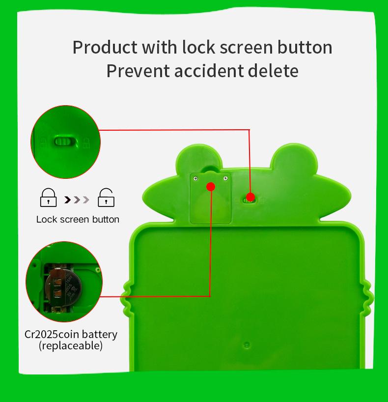 8.5 Inch Frog Cartoon LCD Writing Tablet for Kids - Electronic Drawing and Handwriting Board