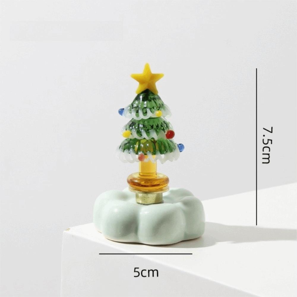 Solid Glass Glass Christmas Tree Figurine Rotating Base DIY Assembly Christmas Tree Ornament Star Topper Christmas Tree Statue