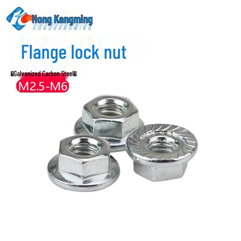 Hexagon Flange Nut with Washer Disc, Locking Anti-Loosening, Machine Thread, M2.5-M12