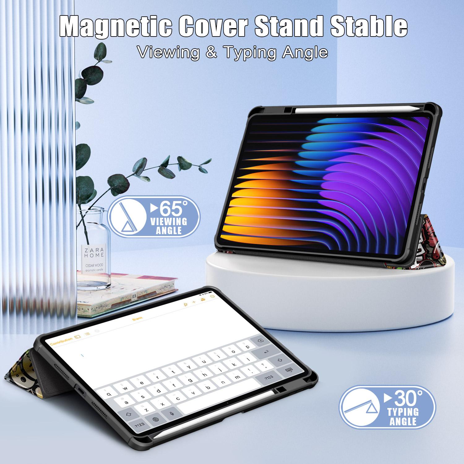 

For Xiaomi Pad 7 Pro/Pad 7 Case Tri-Fold Stand Pattern Printing PU Leather Clear Back Cover C