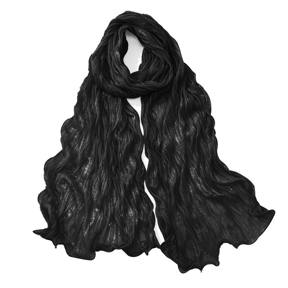 Ruffled Edge Sunscreen Shawl Solid Color Ramadan Long Scarf Fashion Chiffon Hijab Veil  Outdoor