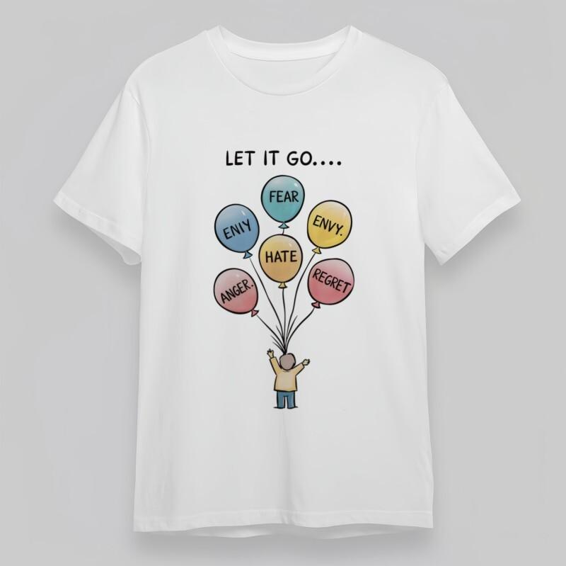 

Women s Plus Size Classic T-Shirt Let Go Emotional Balloon Graphic 100% Cotton M