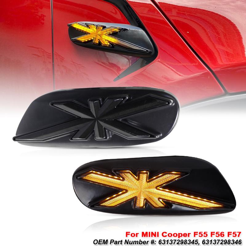 For BMW MINI Cooper F55 F56 F57 Fender Side Marker Light Assembly Dynamic Sequential Blink Amber Turn Signal Light 2014-2020