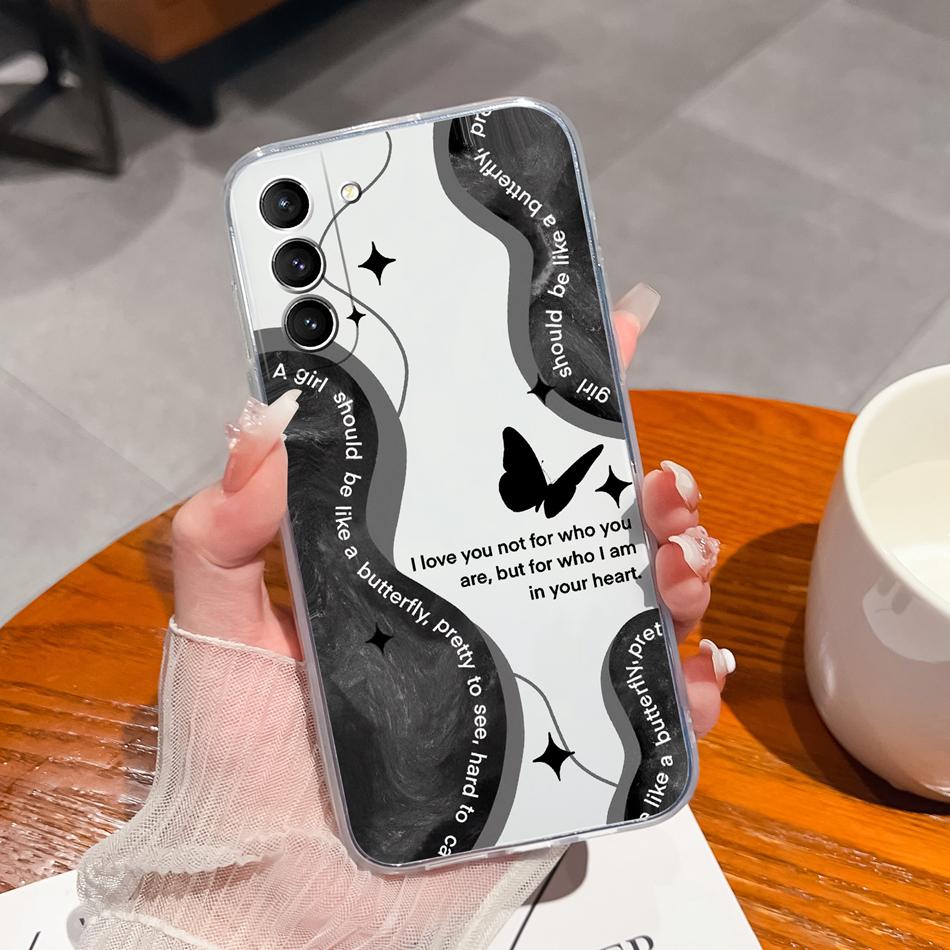 For Samsung S21 FE Plus Ultra Phone Case Ink Painting Soft TPU Clear Silicone Anti Drop Back Cover For Galaxy S 21 Funda Bumper