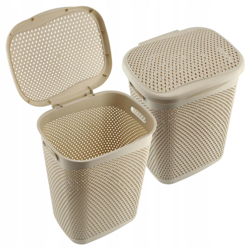 KADAX Kosz Na Pranie Bieliznę Z Pokrywą Pojemnik Duży 55L