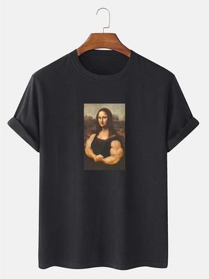 Summer Funny Mona Lisa Print Unisex T-shirt