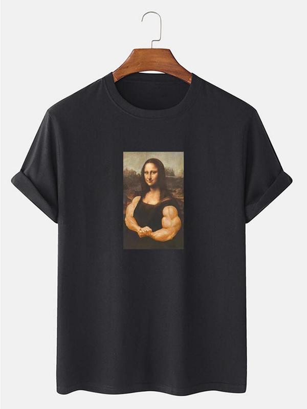 Summer Funny Mona Lisa Print Unisex T-shirt L