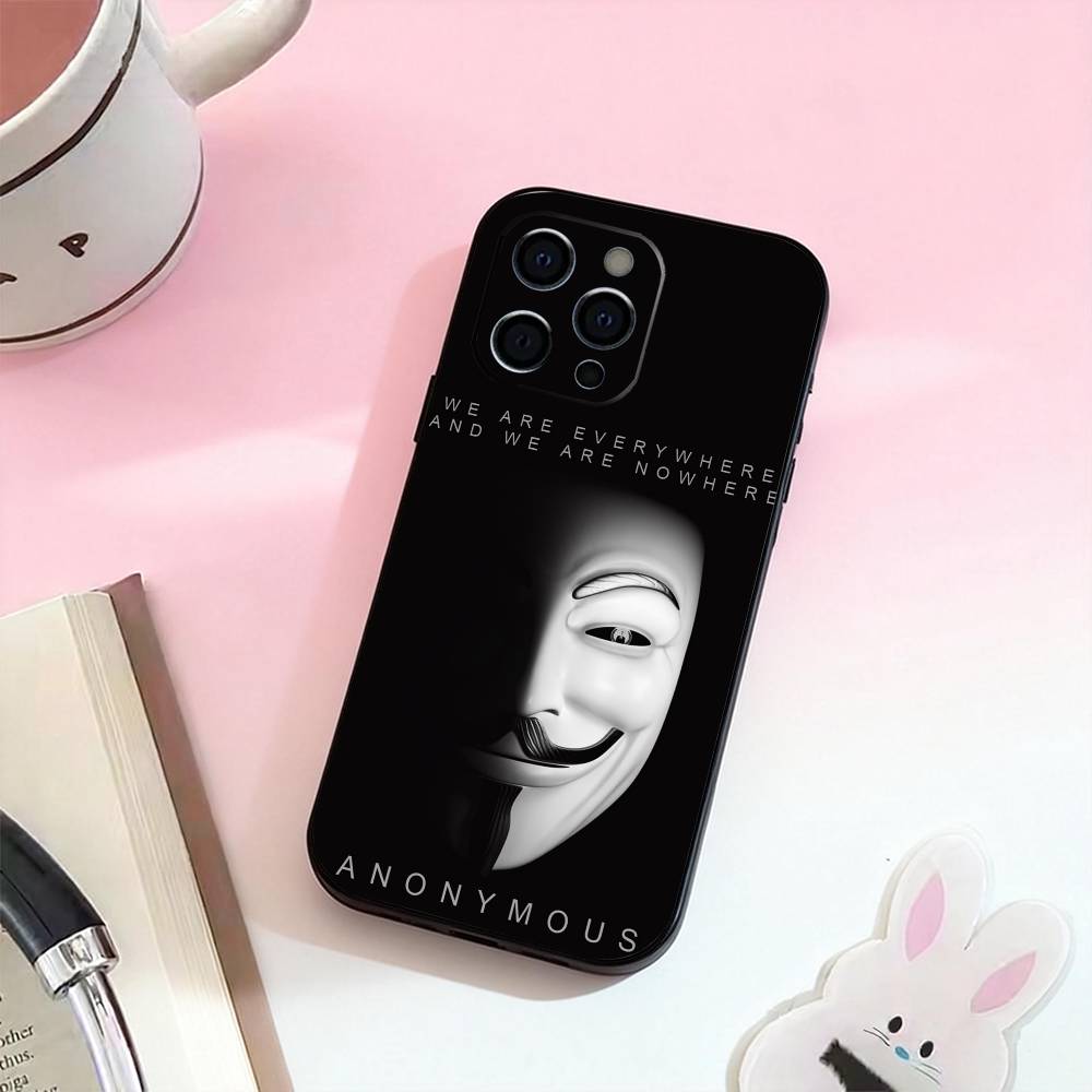 A-Anonymous Hacker   Phone Case For iPhone 17,16,15,14,13,12,11 Plus,Pro Max,Soft Silicone Black Cover
