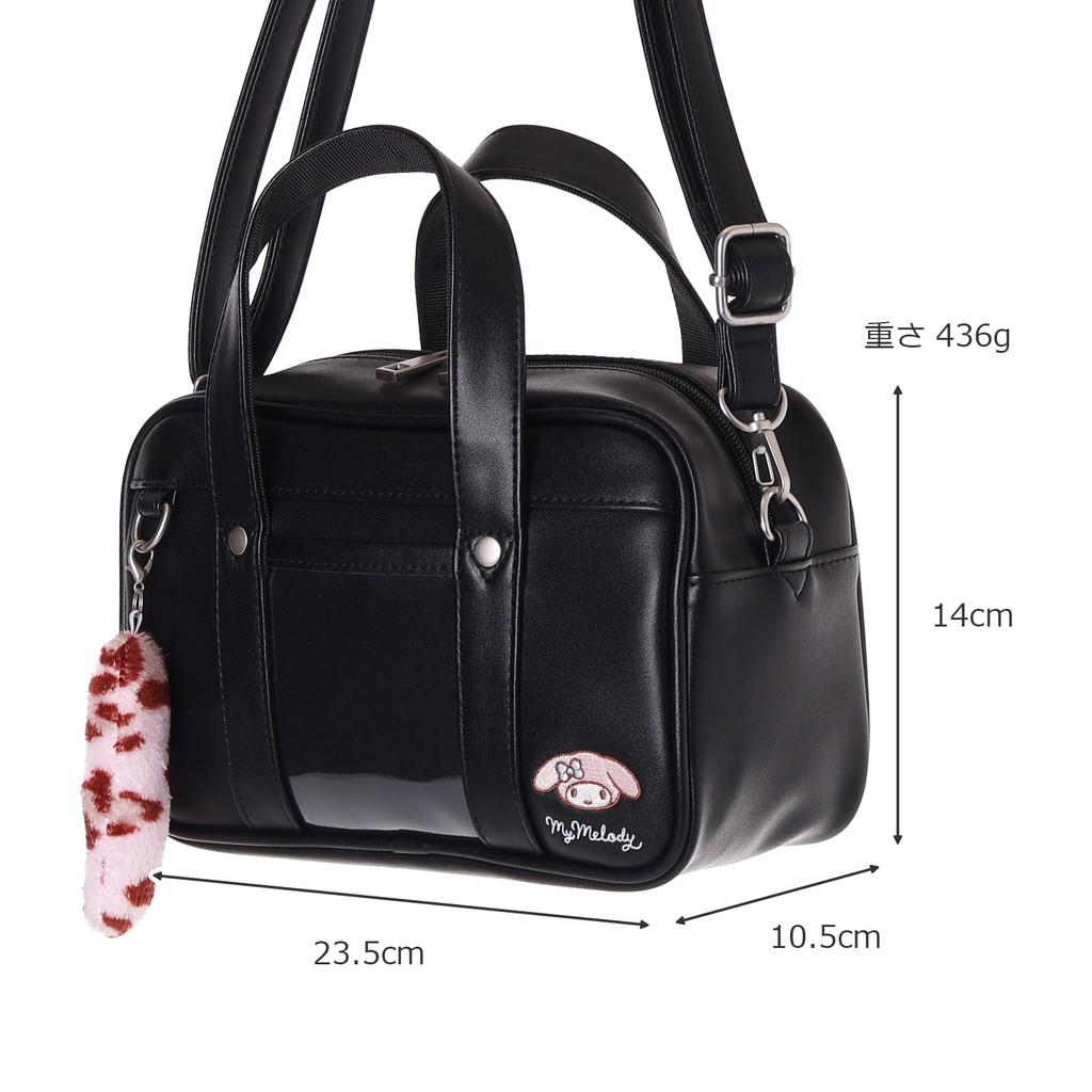 Sanrio Characters School Bag Style Shoulder 14 X X Cm 2-Way Bag, PVC, 23.5 10.5 (My Melody/Black)
