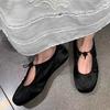 Sheepskin version~ niche fashion casual shoes round head satin embroidery light mouth flat sole shoes ballet sneakers women