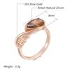 Anillo de Ala Brillante Marrón Zircón Natural para Mujer Color Oro Rosa Accesorios de Novia Joyería Diaria de Alta Calidad