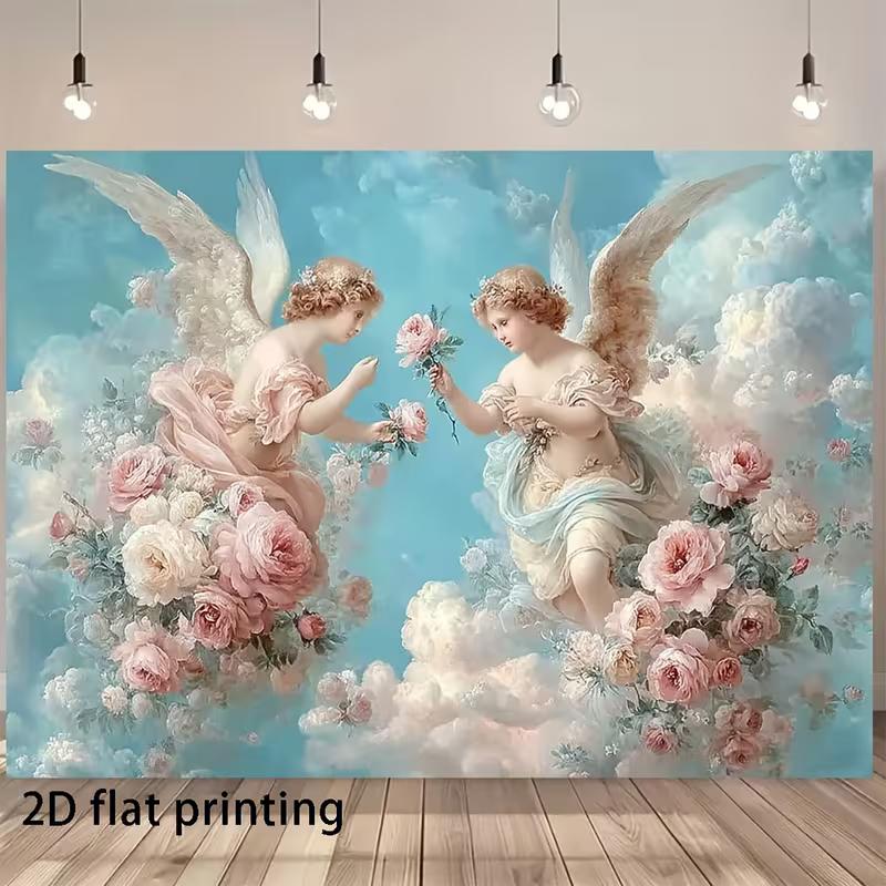 2D Blue Sky Angel Backdrop for Art Studio & Live Streaming Background