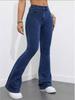Women's Stretch Flare Jeans, Dark Blue, Versatile & Slimming