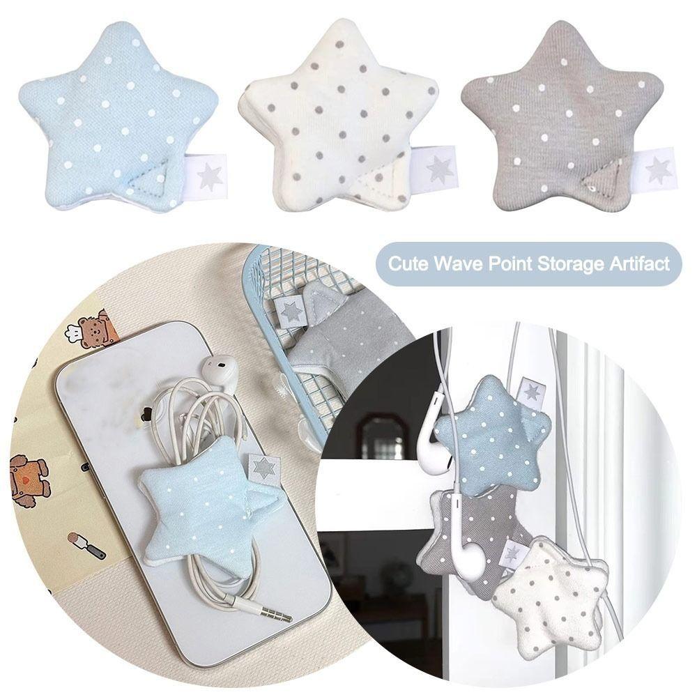 New Y2k Data Cable Organizer Star Handmade Earphone Storage Bag Multifunctional Wave Point Earphone Decoration