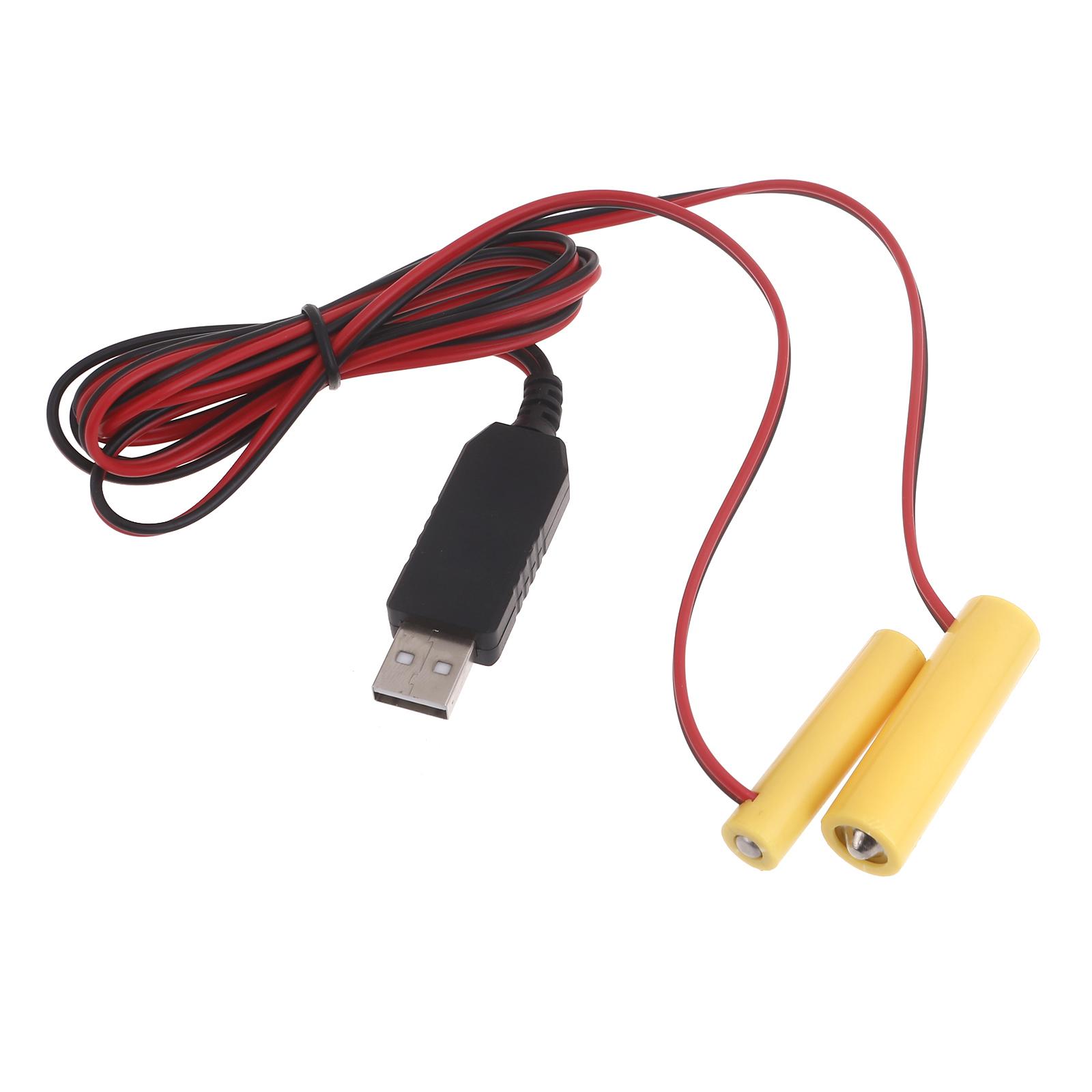 

USB 5V2A на 1.5V блок питания фиктивный кабель-адаптер батареи замена 1 шт 1.5V AA+1 шт AAA батареи для часов термометров