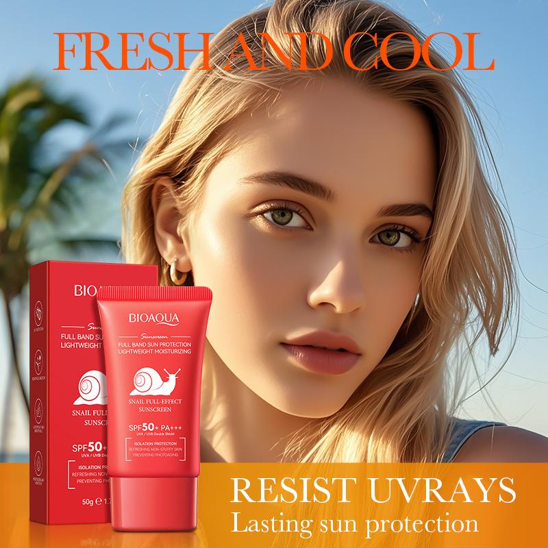 BIOAOUA Snail Full Effect Sunscreen Anti-UV Isolation SPF 50+ Anti-aging Anti-UV Beach Sunscreen Products