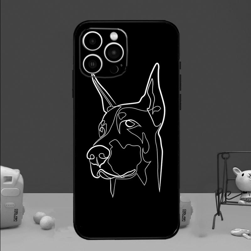 Cartoon Doberman Dog Phone Case For iPhone 17 16 14 13 12 11 15 Pro Max mini 15 16 Plus 16e 17 Air Bumper Cover