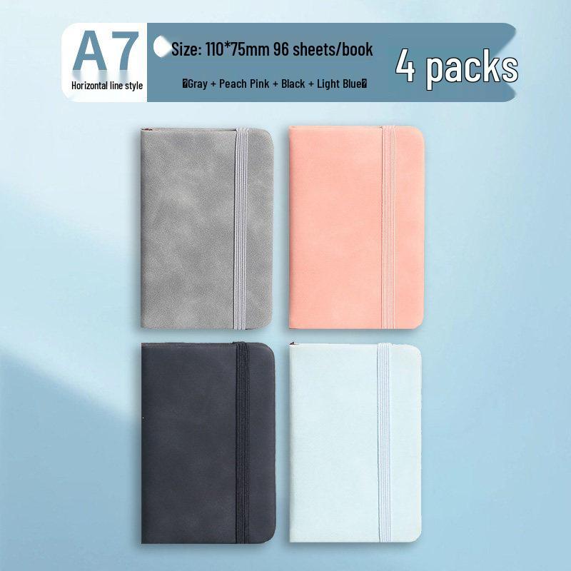 A7 Mini Pocket Notebook with Thick Leather Cover - Retro and Simple Design