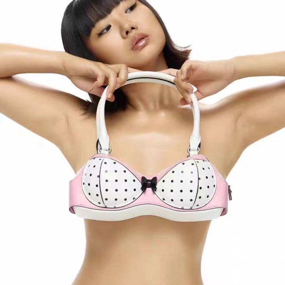Bra Shape Pink Bikini Handbag Korean Style Underarm Bag Casual Printing Handbag  Ladies