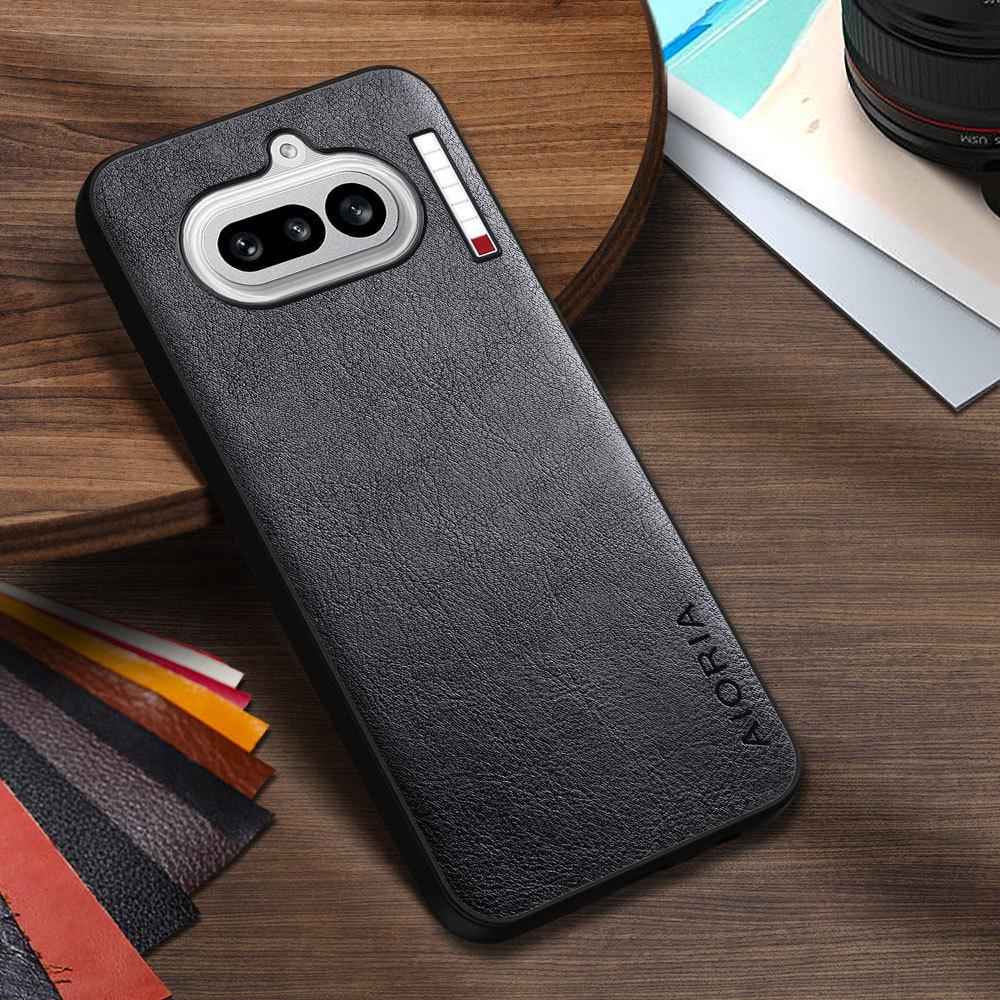 

Чехол из роскошной ПУ-кожи для Nothing Phone 4a 3 3a Pro Lite 2a Plus Бизнес-дизайн однотонный чехол для телефона Мягкий ТПУ и;Жесткий ПК Nothing Phone (2a) чёрный