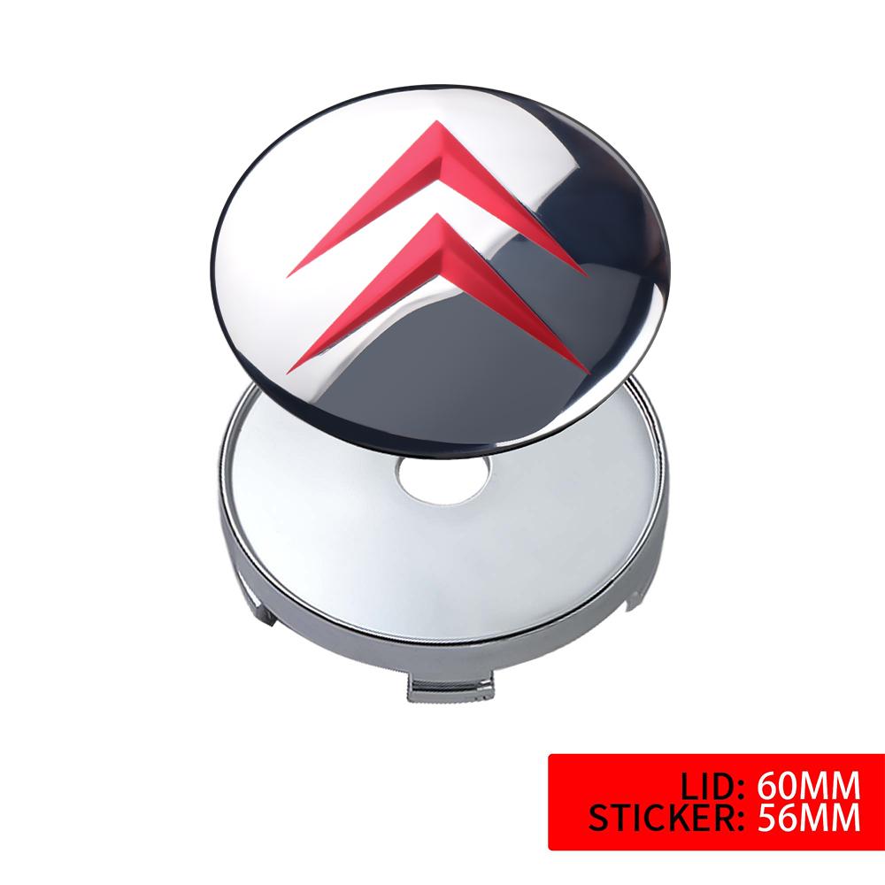 56/60MM Bilhjulscenterkåpa Dekaler Auto Hjulnavkåpa Dekorationsaccessoarer För Citroen C4 Picasso Xsara C5 C1 C2 C3 Saxo