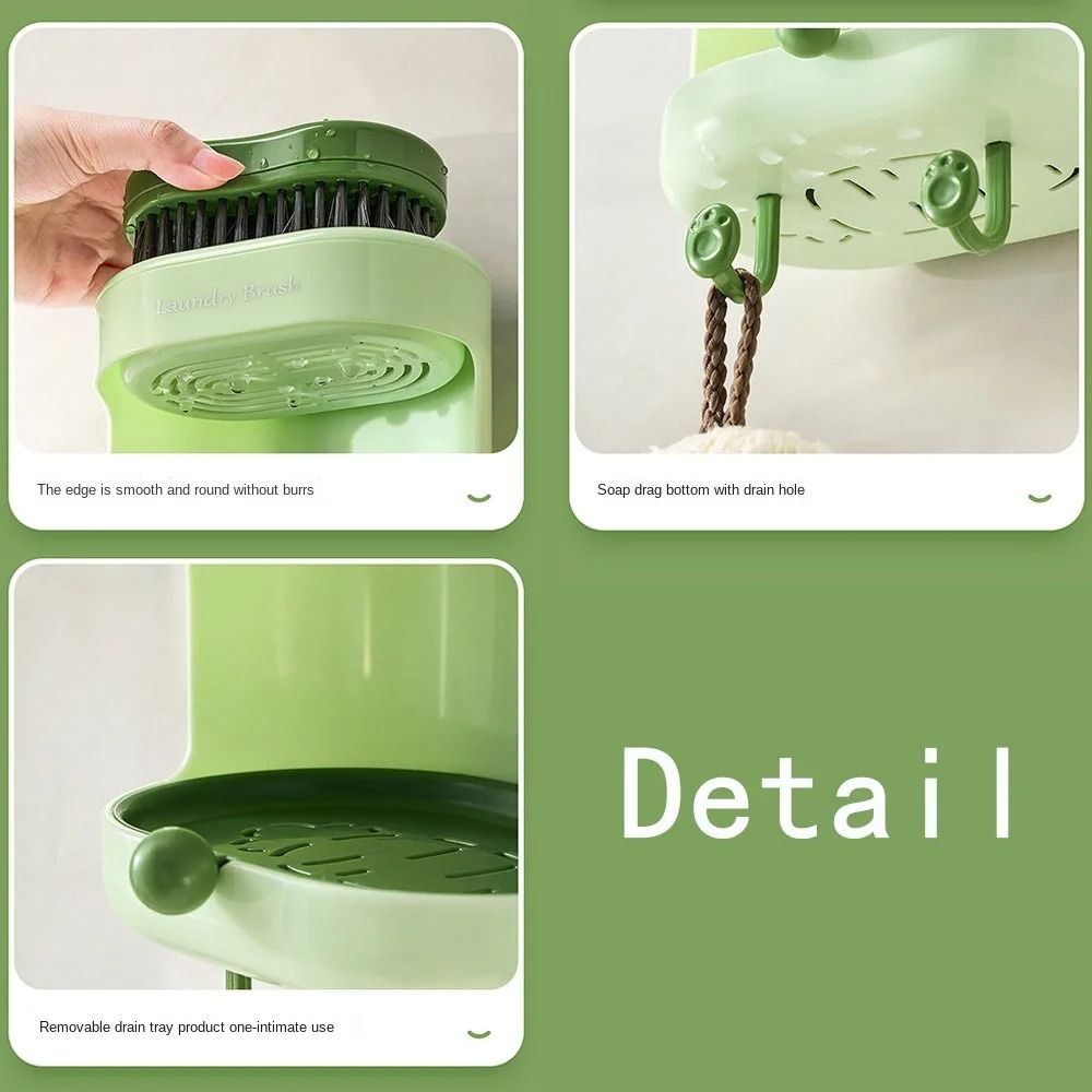 Wall Mount Soap Holder Back Scrubber Kit Carrot Drain Water Soap Shelf Bathroom